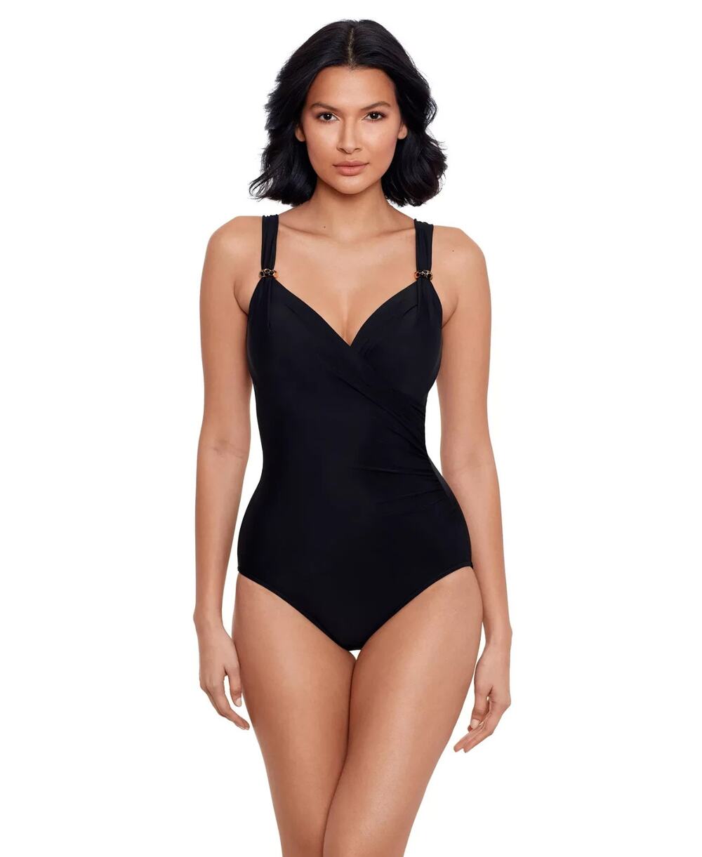 Miraclesuit Razzle Dazzle Siren One Piece Swimsuit Black Size 12 1303